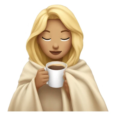girl with blonde hair inside a blanket sipping coffee eyes closed sticker