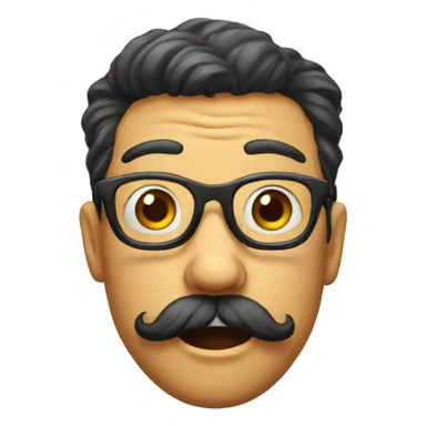 shocked with moustache and glasses sticker