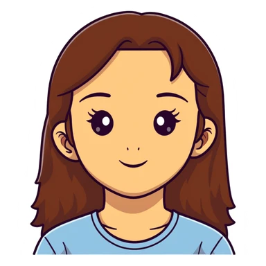 girl with long brown hair and sweat on her forehead sticker