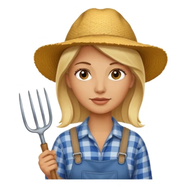 blonde farmer woman with pitchfork sticker