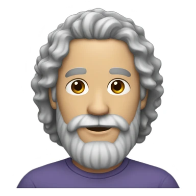 man with long gray beard in the center and brown on the sides and curly hair sticker
