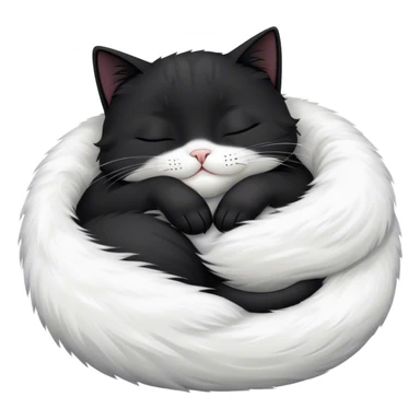 Black happy cat sleeping sticker