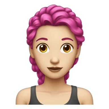 White girl with a magenta hair sticker