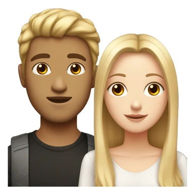 White girl with blonde hair and light brown guy with black straight hair sticker