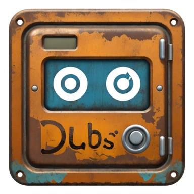 Create a Discord server icon showing the name DUBS based on the popular video game RUST. sticker