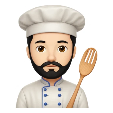 CHEF CON PELO NEGRO Y BARBA NEGRA, OJOS MARRON OSCURO QUE ES BESADO sticker