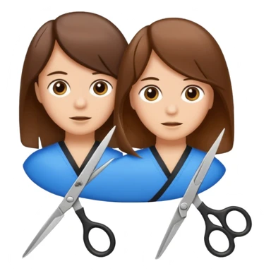 salon hair cut emoji, close-up of scissors snipping hair, simple and clear sticker