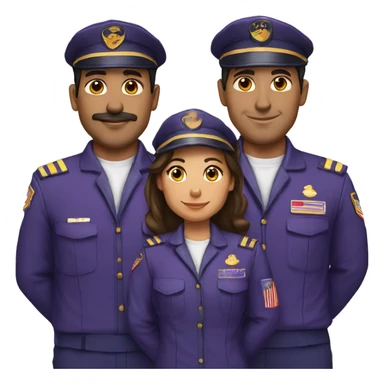 2 latino pilots one man and other woman wearing purpure uniform sticker