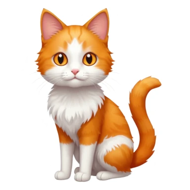 full body of tiny + skinny ginger and white cat with deep orange eyes sticker