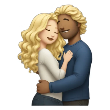 Man with dark long curly hair hugging a blonde curvy woman sticker
