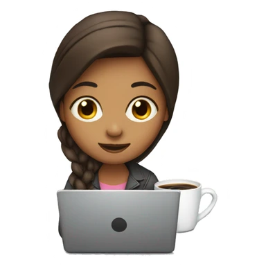 girl with laptop and coffee sticker