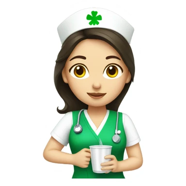Brunette nurse drinking matcha sticker