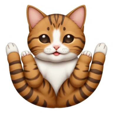 dark brown tabby and white small cat in funny positions upside down with eyes closed sticker