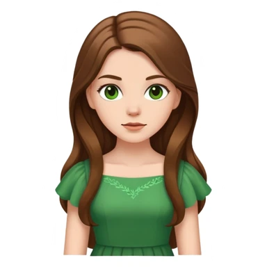 green dress white girl long brown hair sticker
