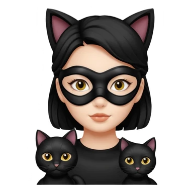 Black cat and girl with face masks sticker