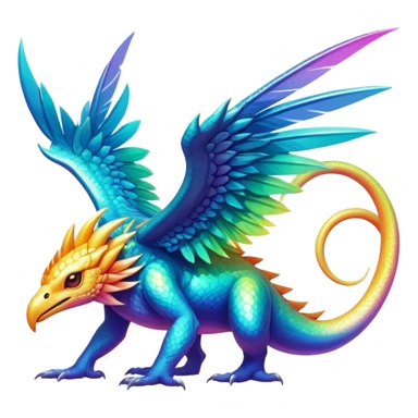Epic shiny tropical divine legendary complex detailed iridescent gradients aesthetic-Fakémon-creature-scenery sticker