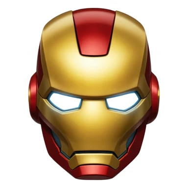 Iron Man, close-up of faceplate, metallic shine, no text sticker