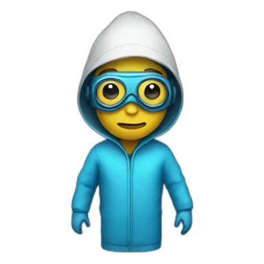 Scientist in blue hazmat sticker