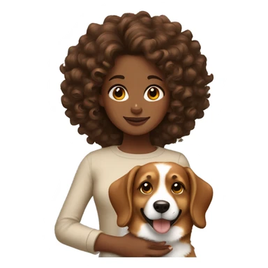 BROWN SKIN GIRL WITH CURLY BROWN HAIR with CORGI sticker
