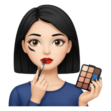 메이크업 받고 있는 검정색 머리의 여성 sticker