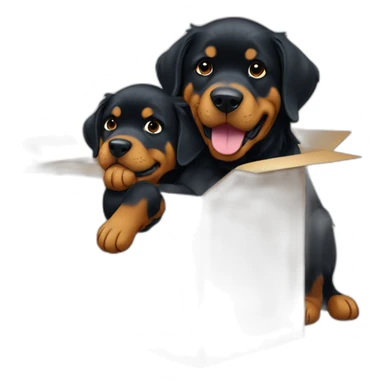 A Rottweiller hugging à golden retriever in box sticker