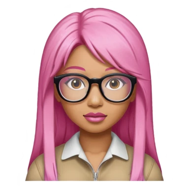 Rapper Nicki Minaj pink hair wear glasses sticker