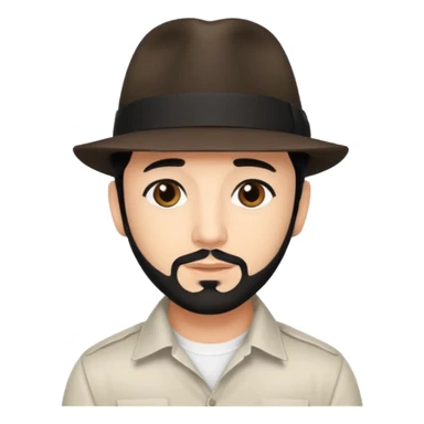 AJ McLean brown eyes, black hair, white shirt and fedora hat sticker