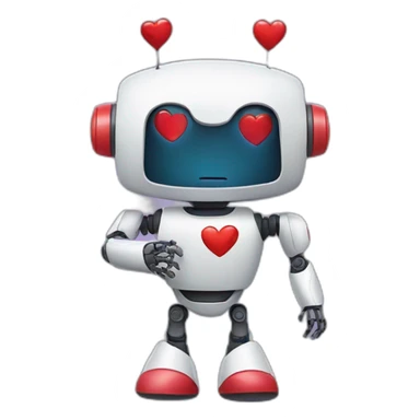robot holding a heart sticker