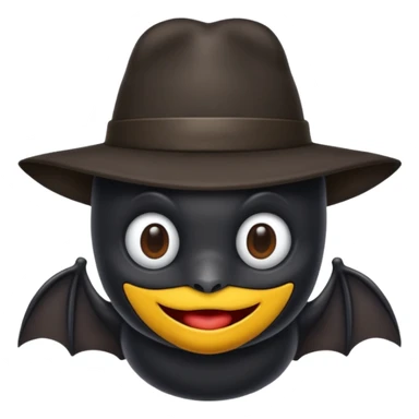 black bat with hat sticker