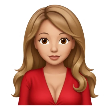 Mariah Carey brown eyes, dark blonde hair, red outfit sticker