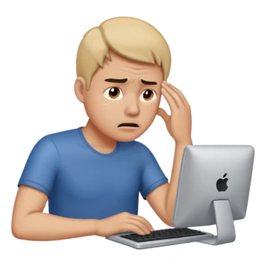 man struggling on computer sticker