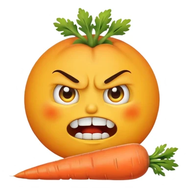 Angry emoji with carrots for teeth sticker