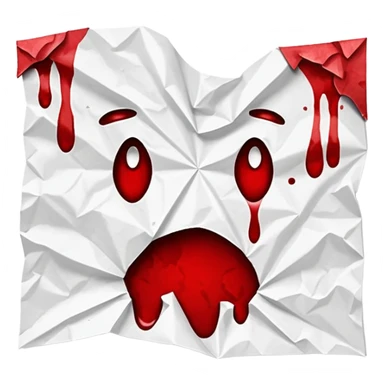 crumpled paper with blood stain sticker