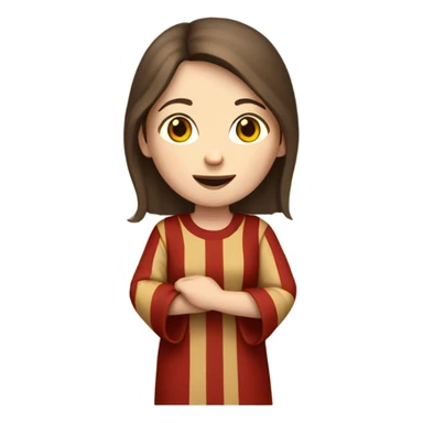 White woman with brown hair 11th century, with vertical red striped tunic sticker