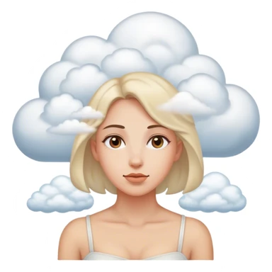 Woman with head completely in clouds from shoulders up  sticker