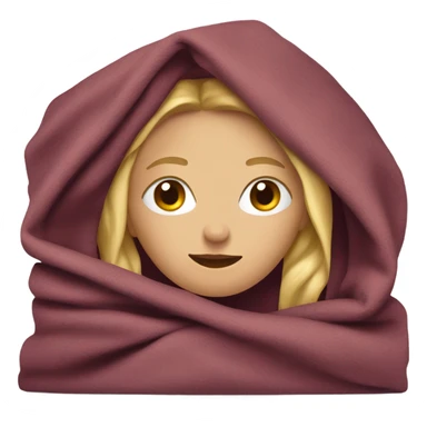 Blonde lady wrapped with a burgundy blanket  sticker