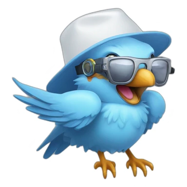 Crazy funny Cyberpunk Articuno head with human white teeth and beautiful smile wearing glasses and hat sticker
