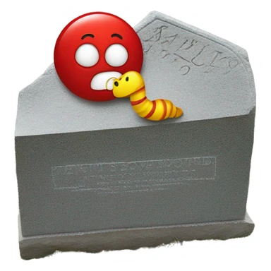 Worm half red and half yellow next to gravestone  sticker