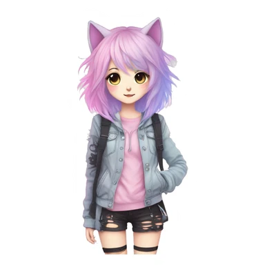 Cute Edgy Pastel Gradient Beautiful Anime Emo CatLady sticker