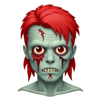 de um zumbi usando mullet que na raiz do cabelo é vermelho e na ponta do cabelo é preto e com um piercing na sombrancelha sticker