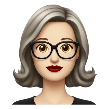 Caucasian-Mum-woman-goth-brown-hair-standing-wearing-glasses-red-lipstick-plus-size sticker