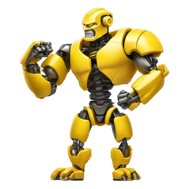 Yellow mechanical cyborg bicep that’s flexing sticker