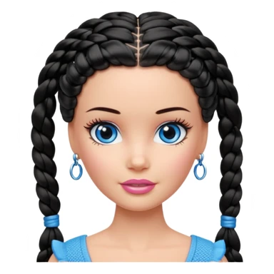 Barbie with black braided hair and blue eyes sticker