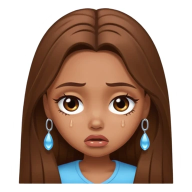 sad pretty brown bratz baddie, long brown hair sticker