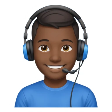 black streamer with blue gaming head set sticker