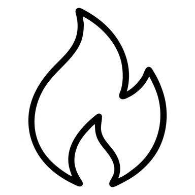 blue abstract flame shape, geometric, no fill, bold black outline sticker