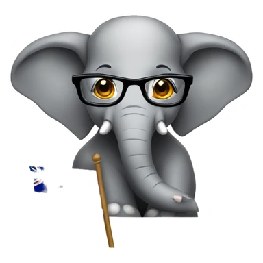 Diligent Elephant wearing glasses and holding a Thai flag. sticker