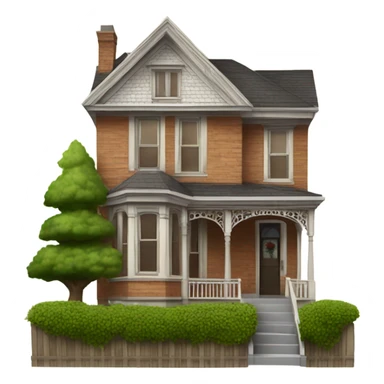 Victorian cedar siding house with a tree in the front sticker