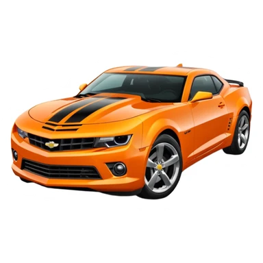 Orange Camaro with black stripes on hood sticker