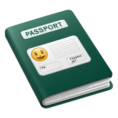 clean dark green passport with long white airline tickets sticking out, modern minimalist, emoji style sticker